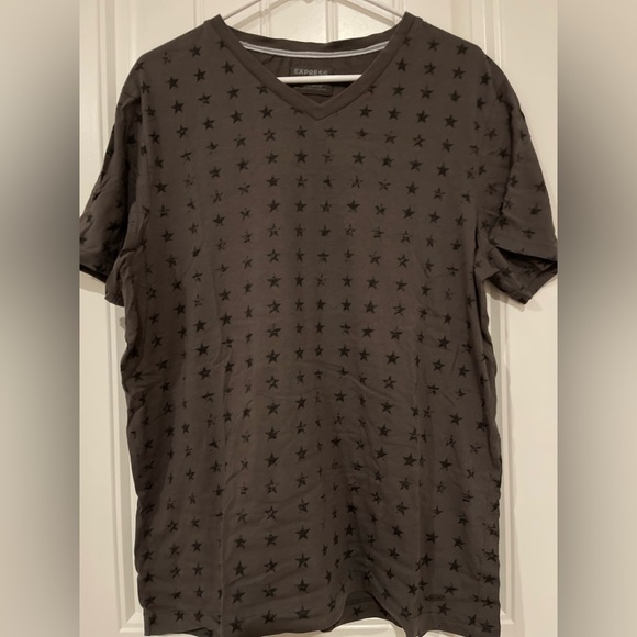 Express Men's Star Pattern Gray T-Shirt - Picture 3 of 7